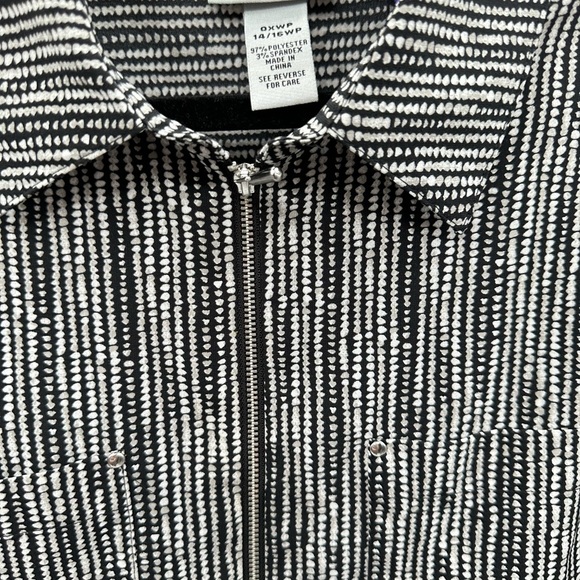 CATHERINES black-white 1/2 zip popover polyester plus size blouse 14/16WP - Picture 4 of 12